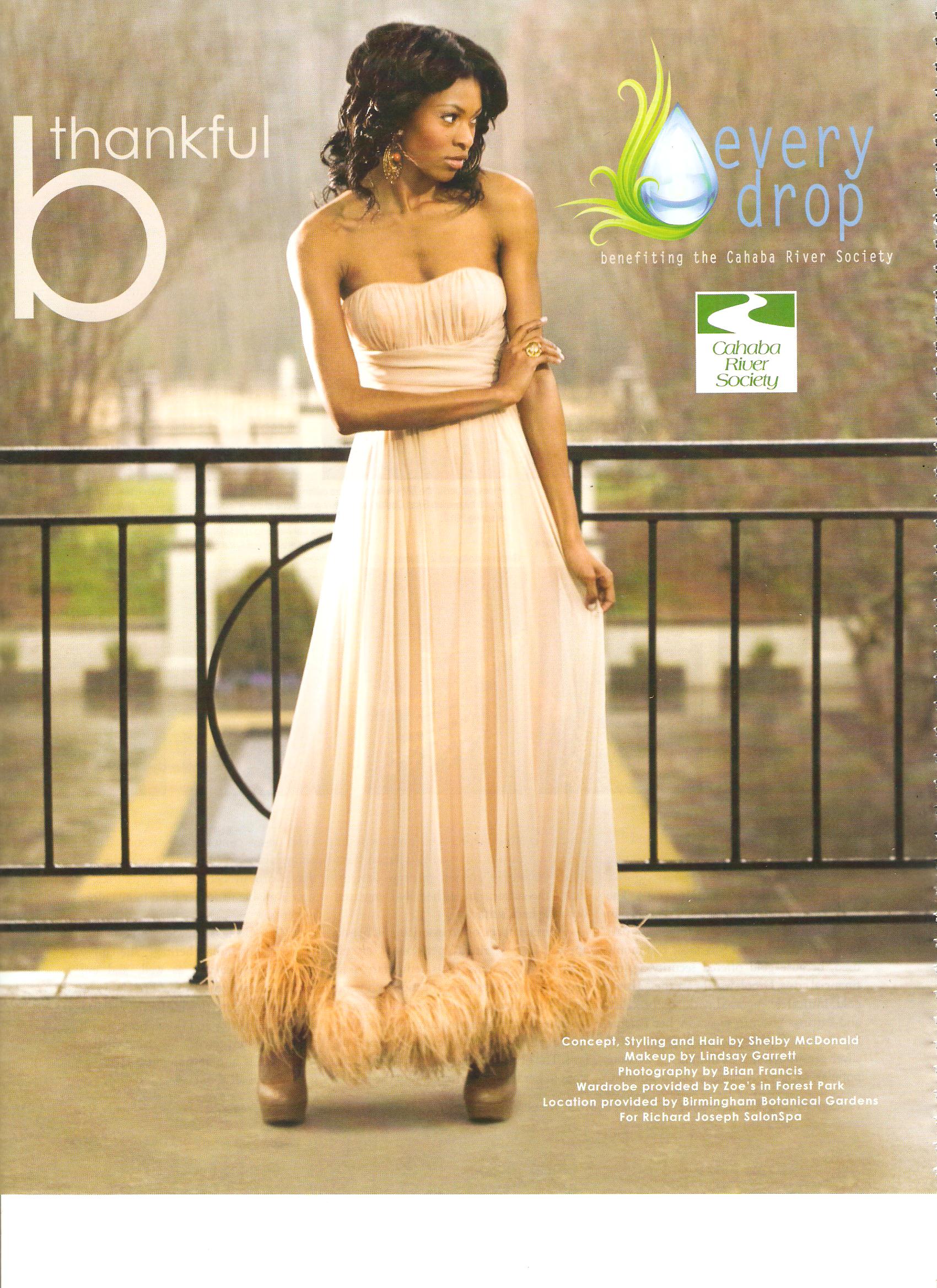 Infinity Jasele in a Cahaba River Society fashion spread